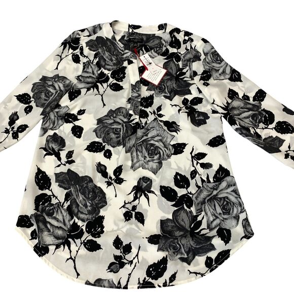 Talbots Blouse Top Womens Petite XS Rose Floral 3/4 Sleeve Classic Fit MSRP $89 - Picture 12 of 13